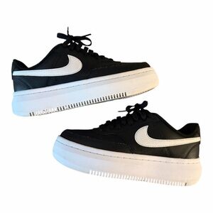 Nike Court Vision Alta Black and White Leather Platform Sneakers